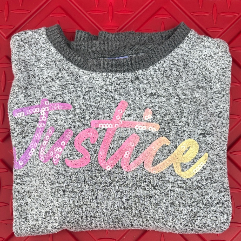 Justice Gray Sweatshirt with Colorful Logo - Picture 4 of 4